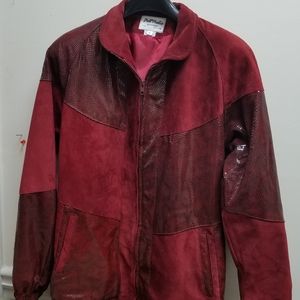 Vintage Sandro Suede & Leather Animal print Jacket